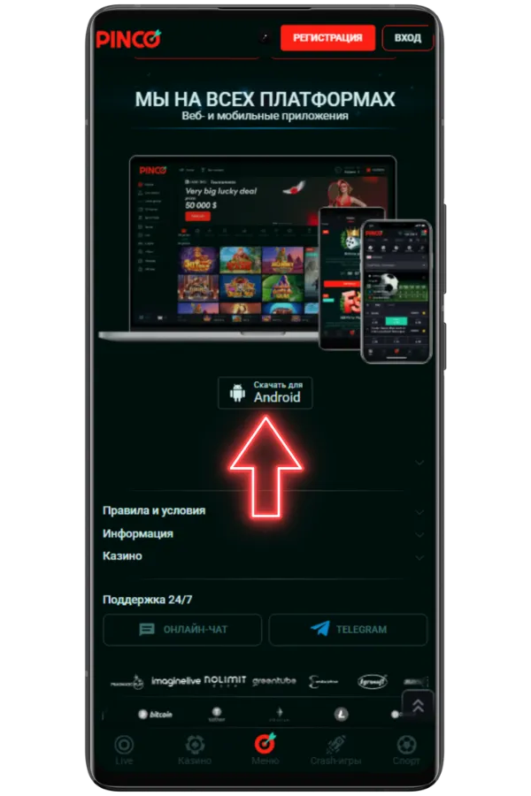 Нажмите Скачать APK